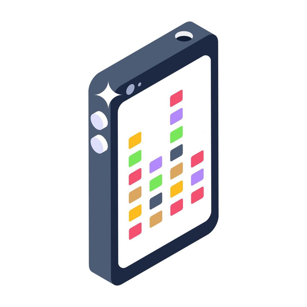 Modern isometric icon of mobile songs vector