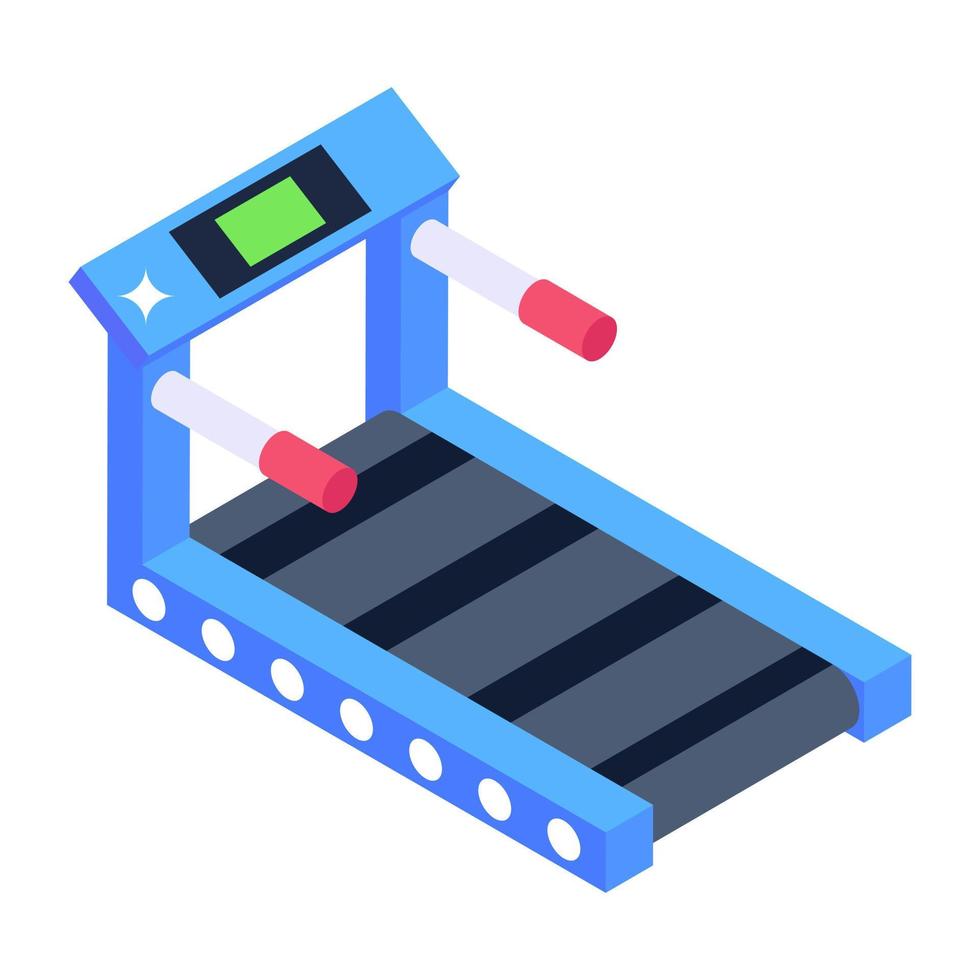 Electronic fitness machine, isometric icon of treadmill vector