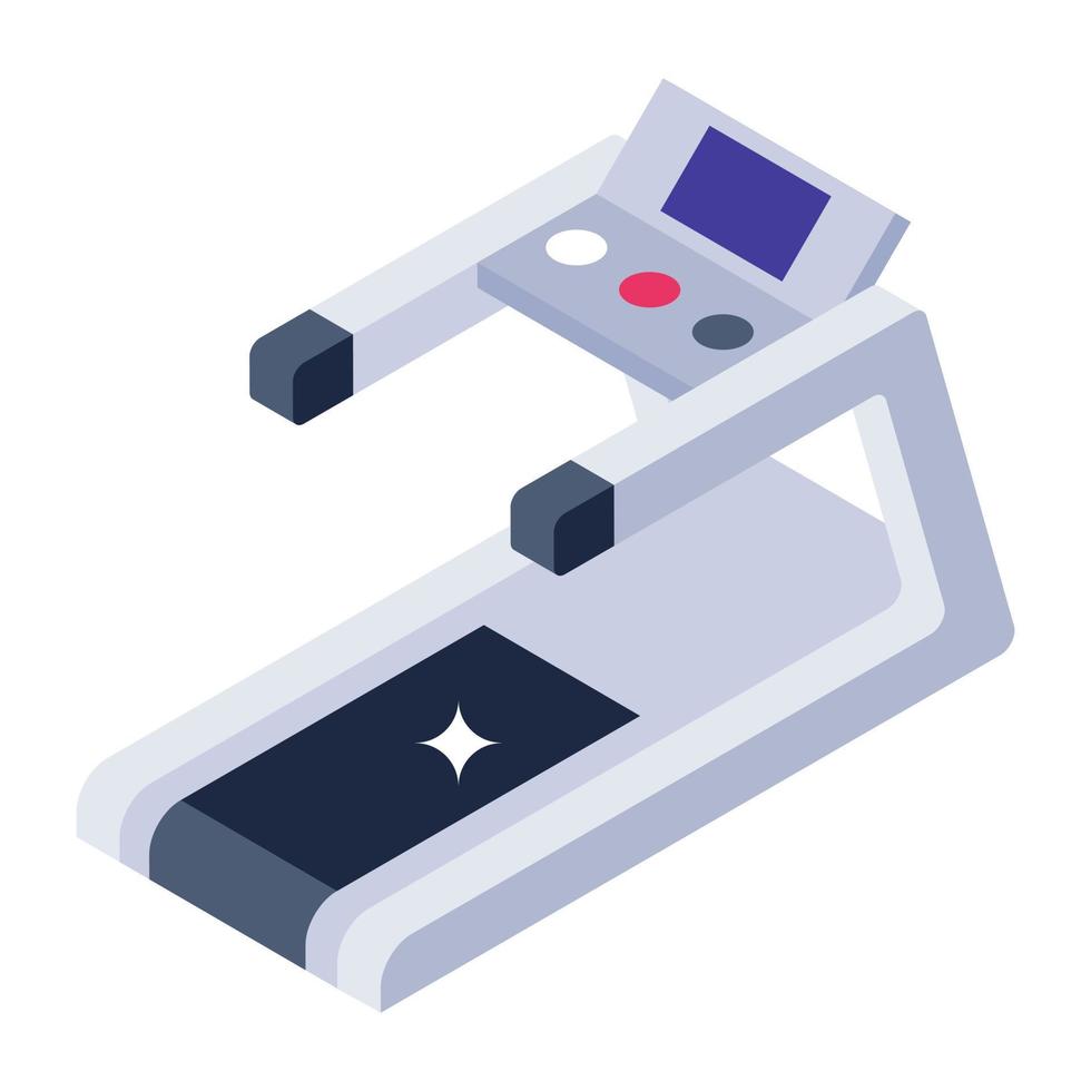 Electronic fitness machine, isometric icon of treadwheel vector