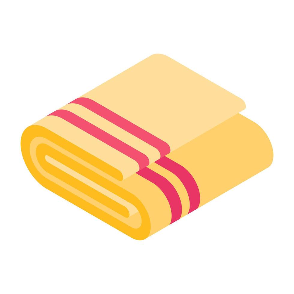 Gym cleaning cloth, isometric icon of towel vector