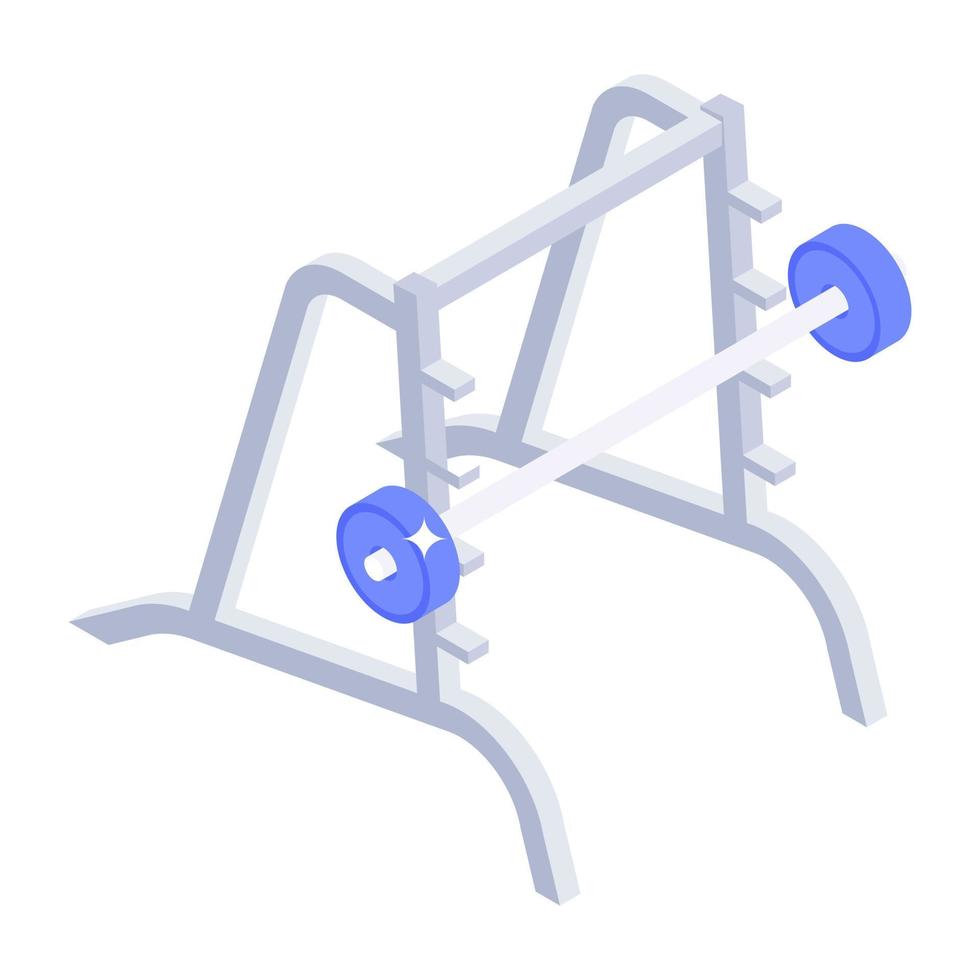 Squat stand icon of isometric style, fitness equipment vector