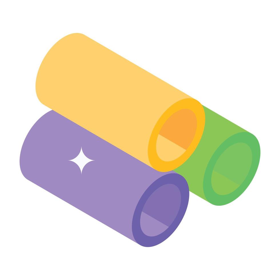 Construction pipes isometric icon, trendy vector