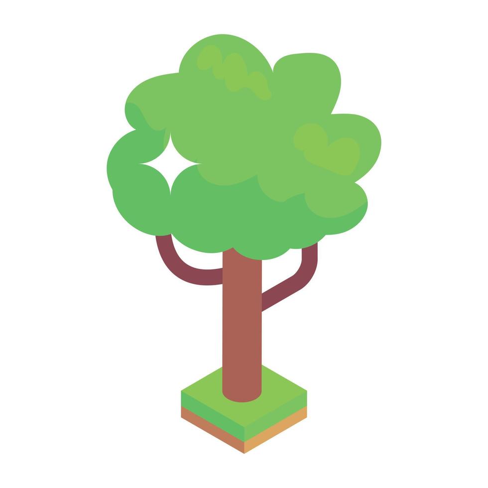 Tree in isometric style icon, editable vector