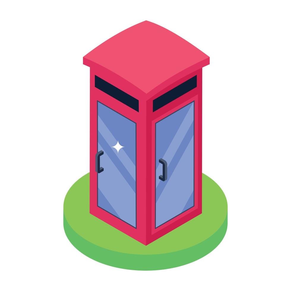 Telephone booth in isometric editable icon vector