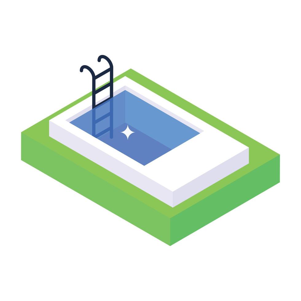 Editable isometric icon of swimming pool vector