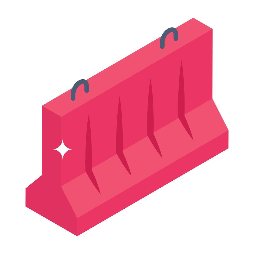 Concrete barrier in isometric icon vector