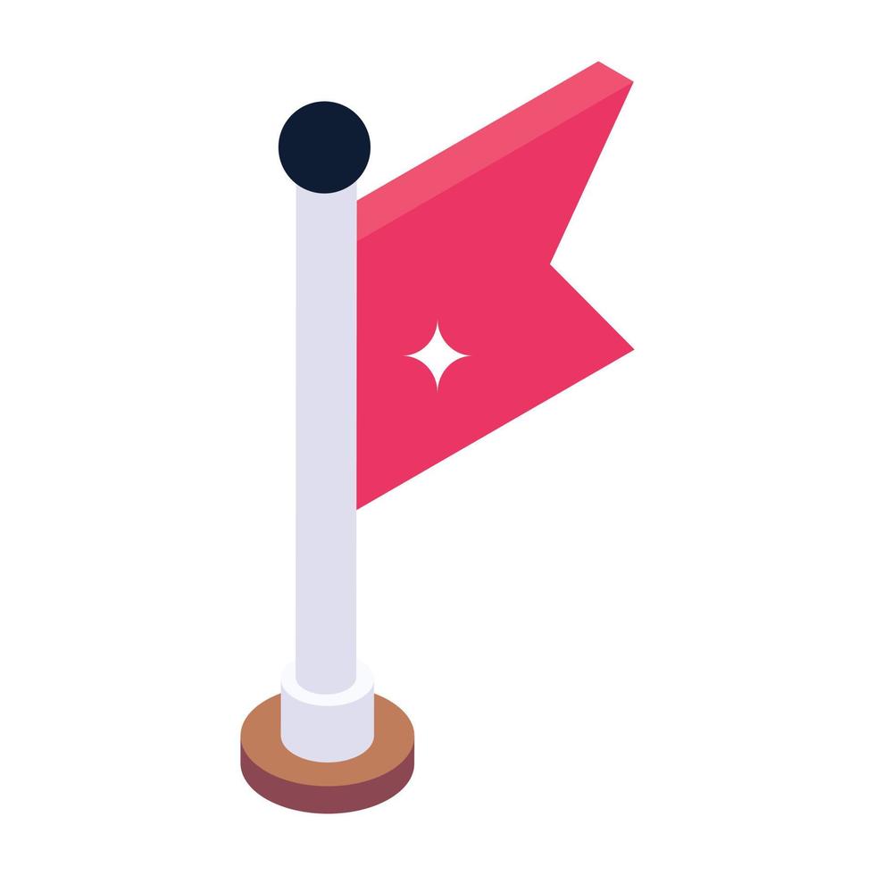A flagpole in isometric editable icon vector