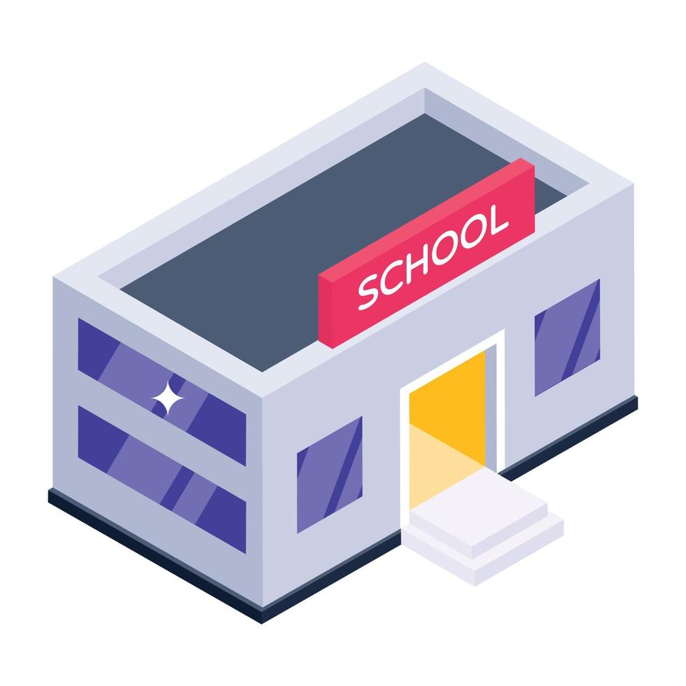 escuela en icono isométrico editable vector