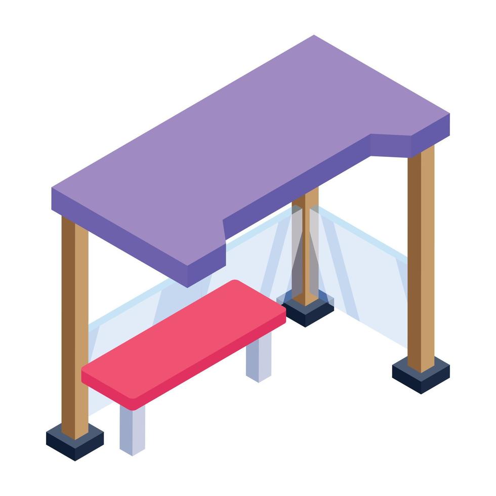 Wooden seat in isometric style icon vector