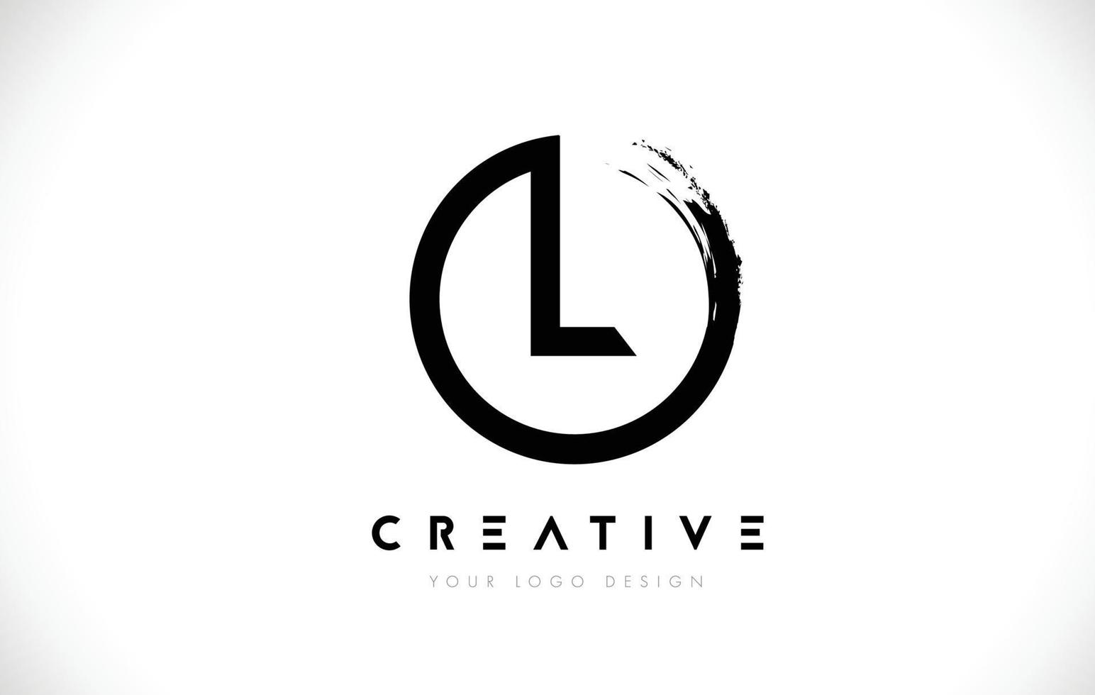 L Circular Letter Logo with Circle Brush Design and White Background. vector