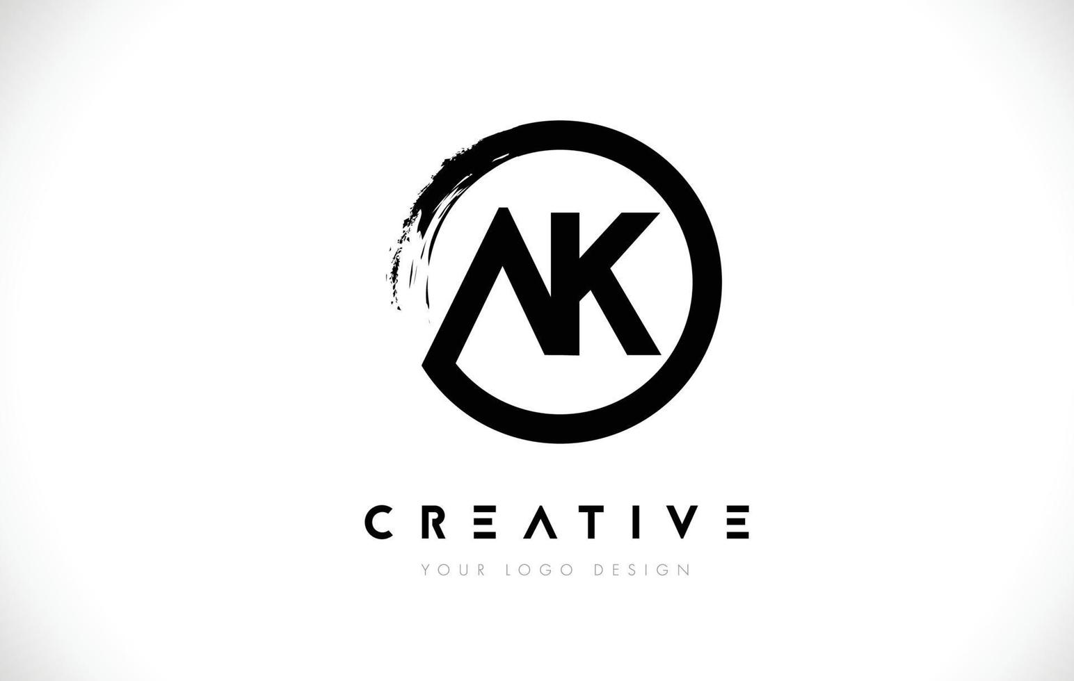 AK Circular Letter Logo with Circle Brush Design and White Background. vector