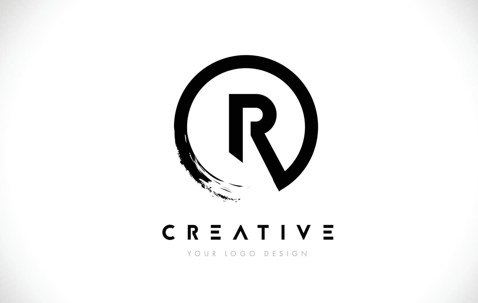 R Circular Letter Logo with Circle Brush Design and White Background. vector