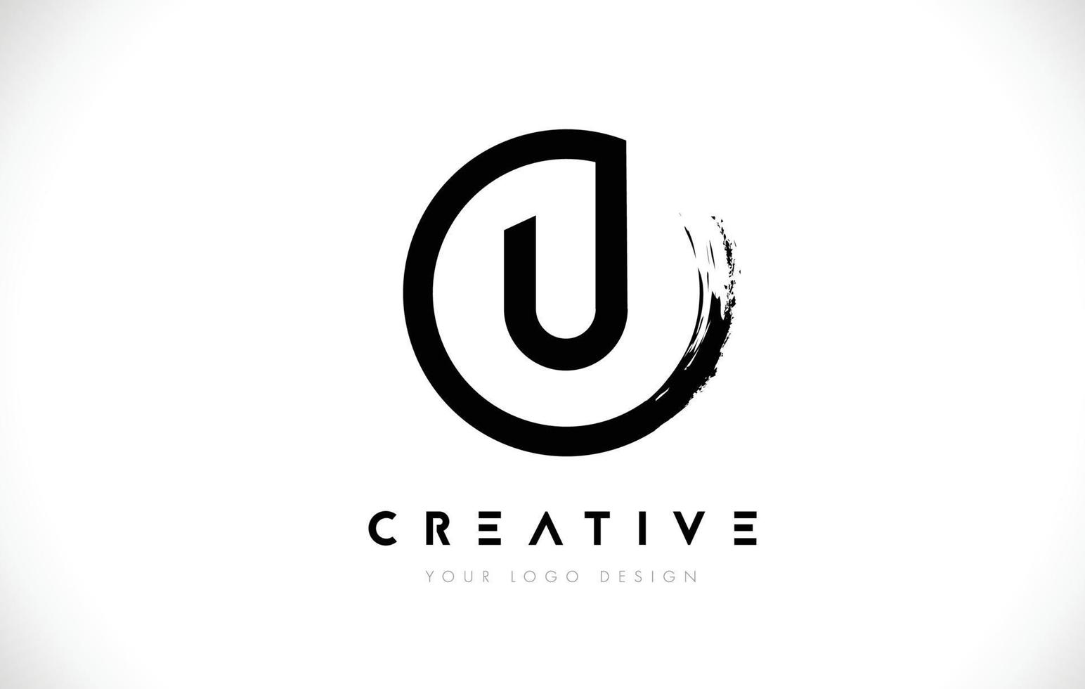 U Circular Letter Logo with Circle Brush Design and White Background. vector