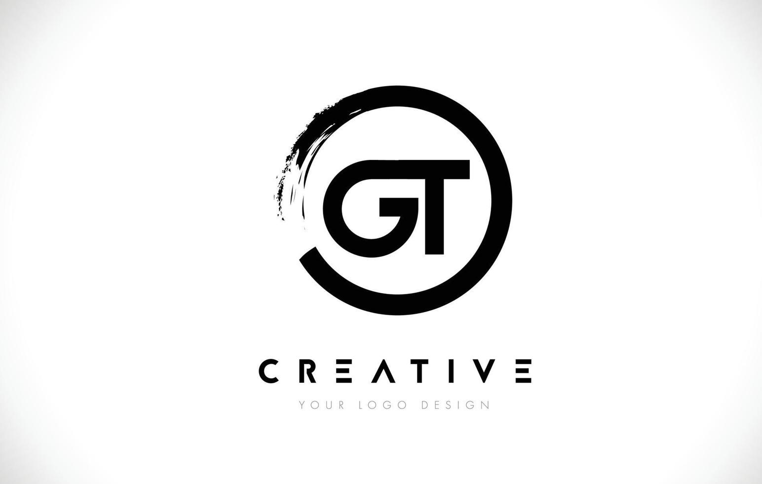 GT Circular Letter Logo with Circle Brush Design and White Background. vector