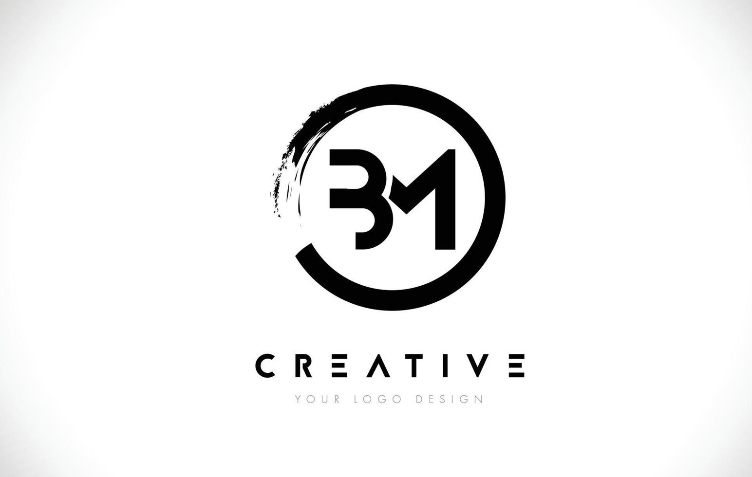 BM Circular Letter Logo with Circle Brush Design and White Background. vector
