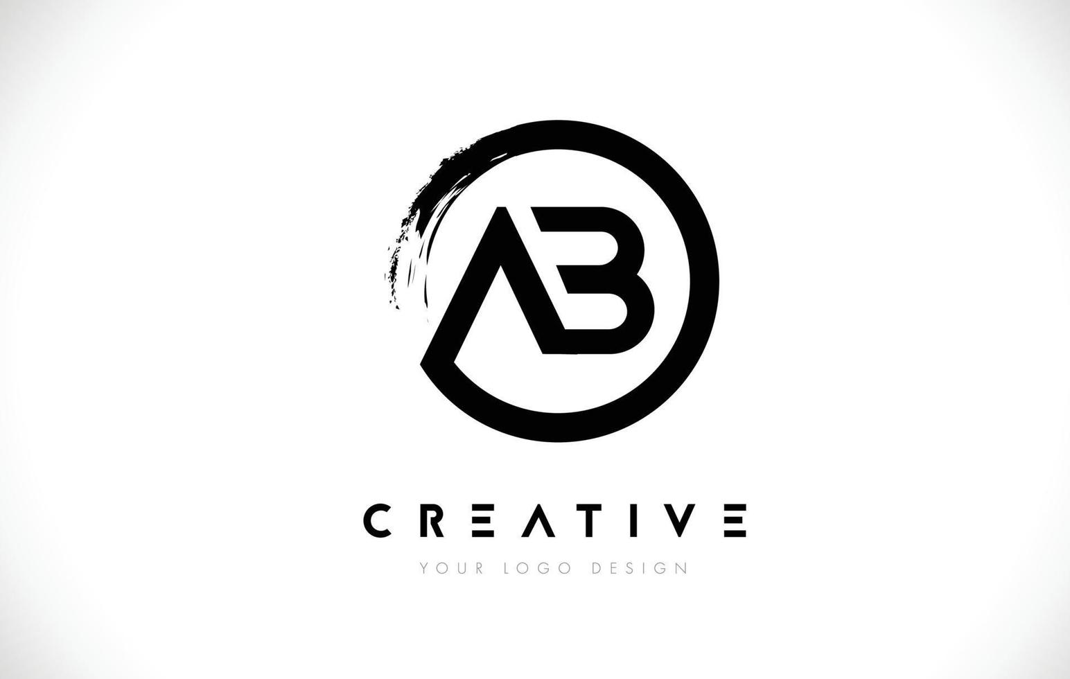 AB Circular Letter Logo with Circle Brush Design and White Background. vector
