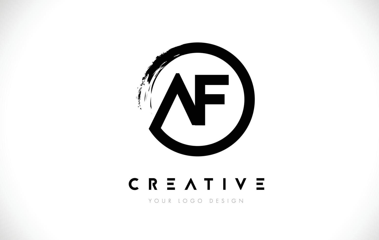 AF Circular Letter Logo with Circle Brush Design and White Background. vector