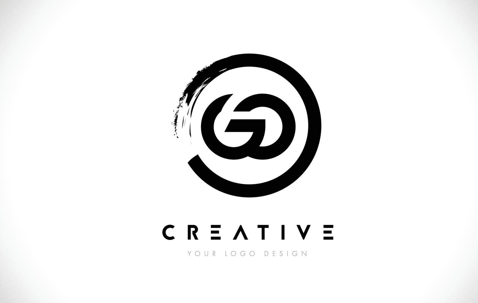 GO Circular Letter Logo with Circle Brush Design and White Background. vector