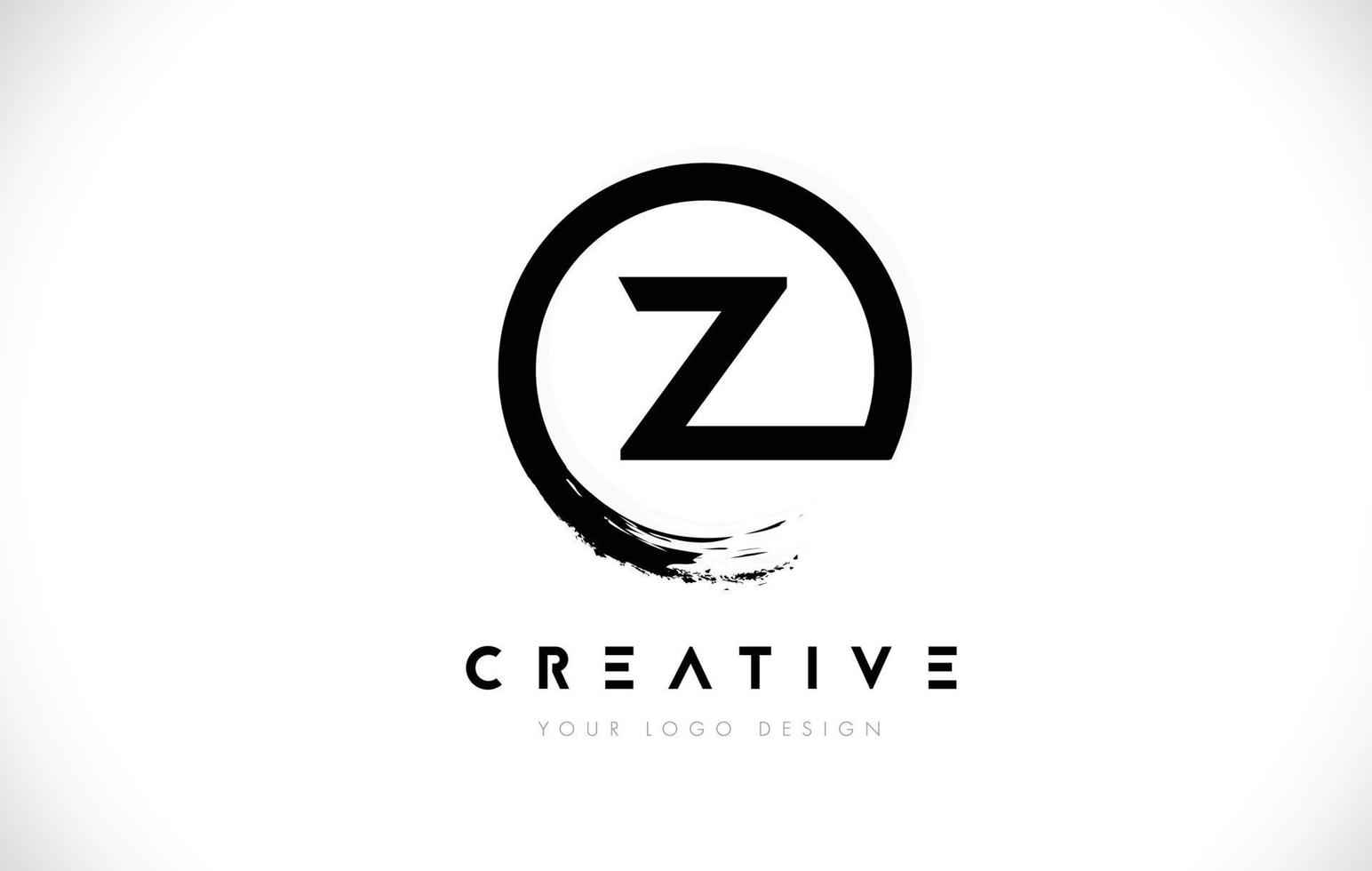 Z Circular Letter Logo with Circle Brush Design and White Background. vector