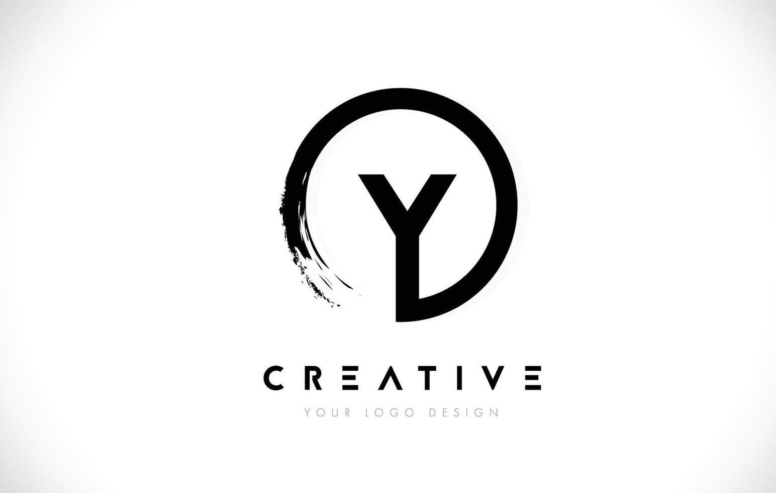 Y Circular Letter Logo with Circle Brush Design and White Background. vector