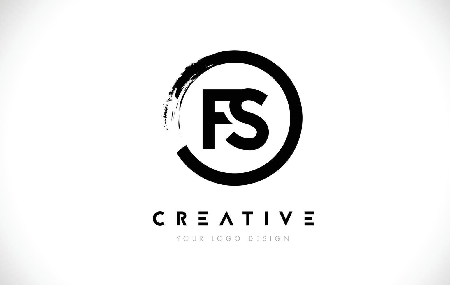FS Circular Letter Logo with Circle Brush Design and White Background. vector