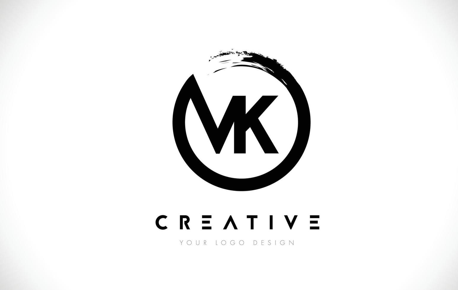 VK Circular Letter Logo with Circle Brush Design and White Background. vector