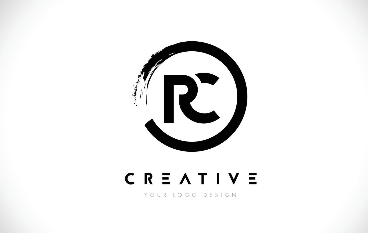 RC Circular Letter Logo with Circle Brush Design and White Background. vector