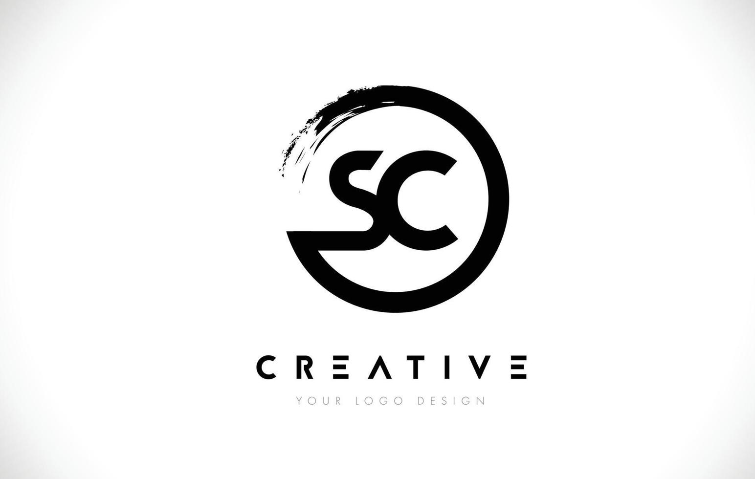 SC Circular Letter Logo with Circle Brush Design and White Background. vector