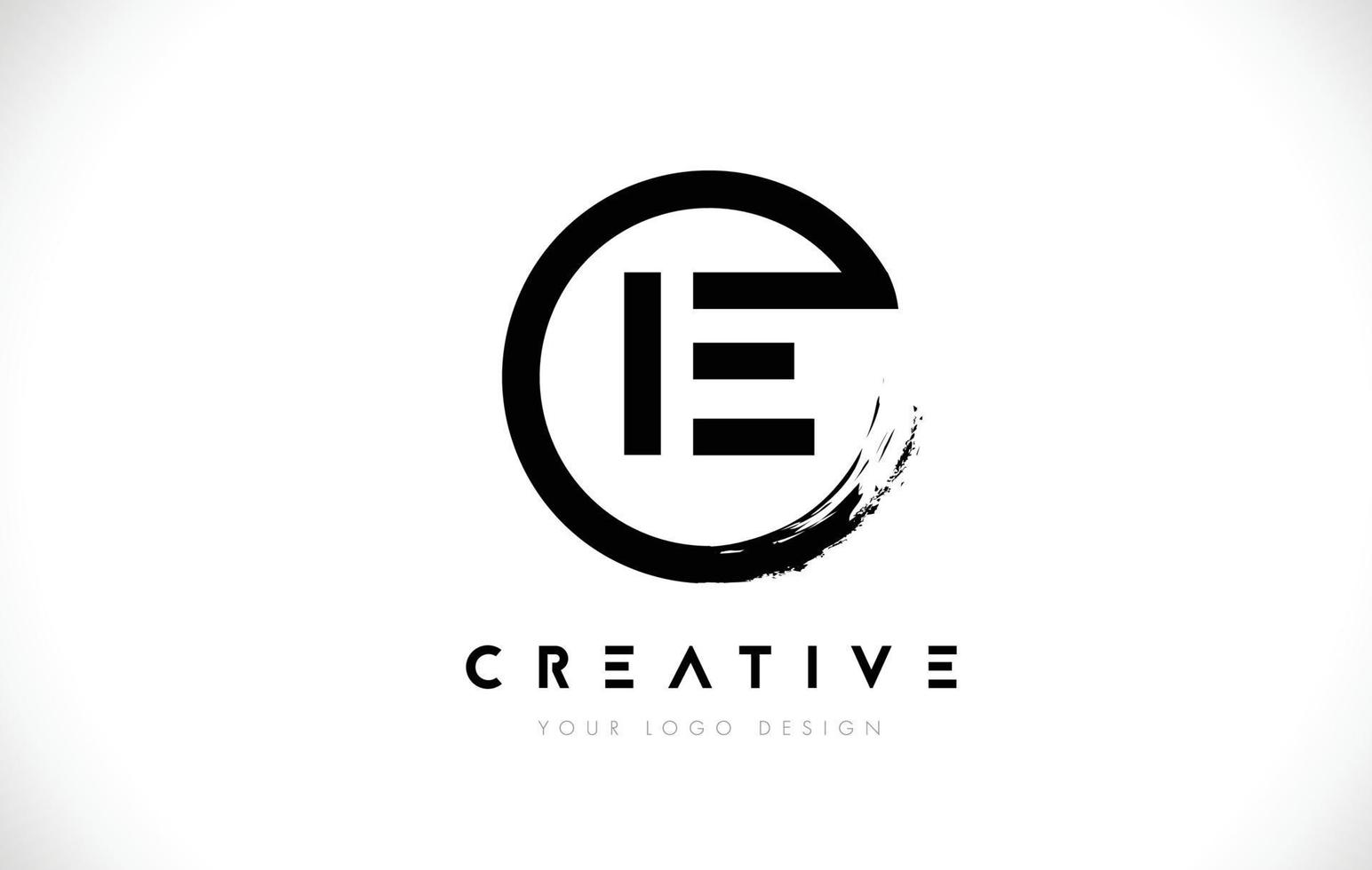 IE Circular Letter Logo with Circle Brush Design and White Background. vector