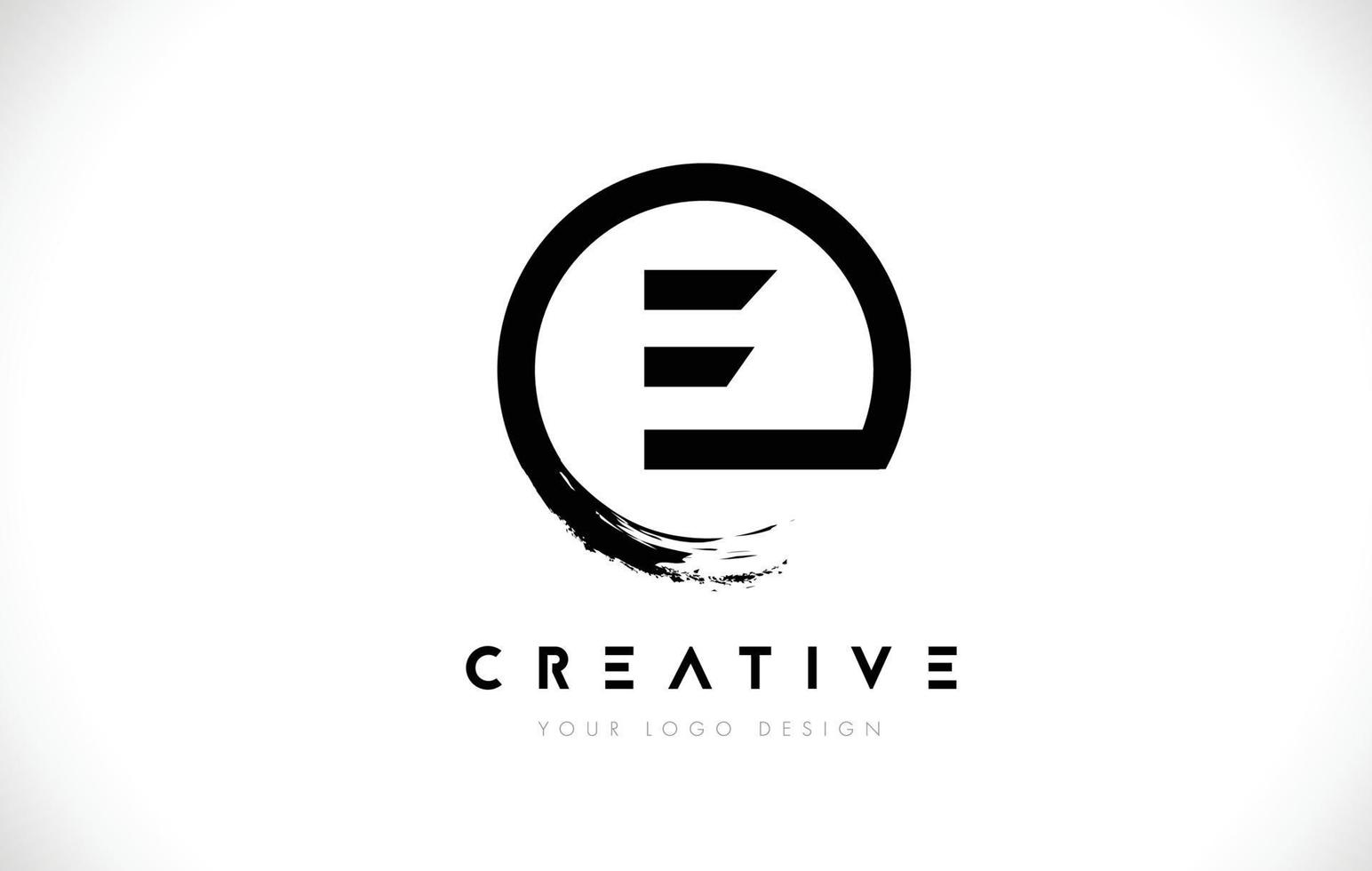 E Circular Letter Logo with Circle Brush Design and White Background. vector