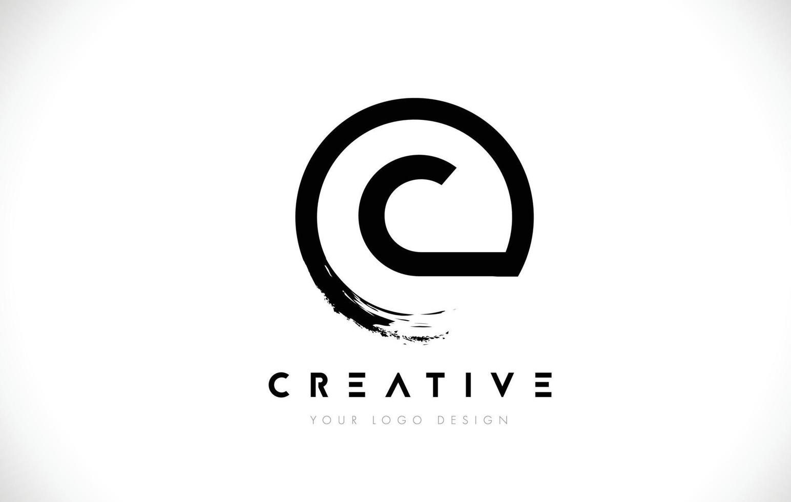 C Circular Letter Logo with Circle Brush Design and White Background. vector