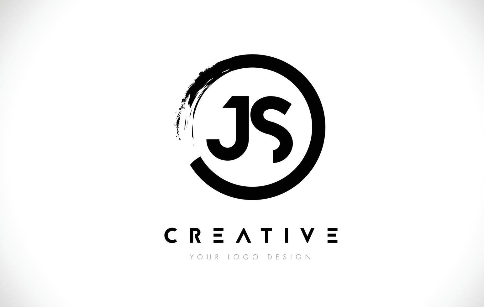 JS Circular Letter Logo with Circle Brush Design and White Background ...