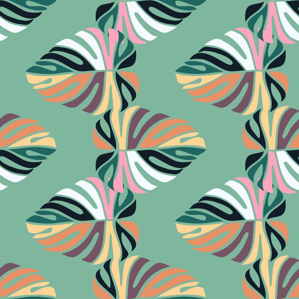 Tropical leaves seamless pattern. Monstera leaf background. Modern exotic jungle plants endless wallpaper. vector