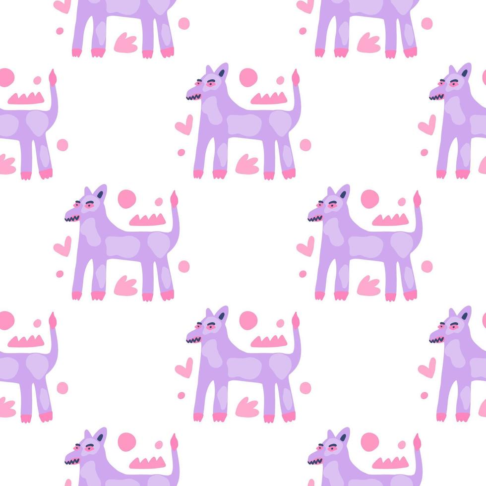 Contemporary dog seamless pattern. Abstract animals endless wallpaper. vector