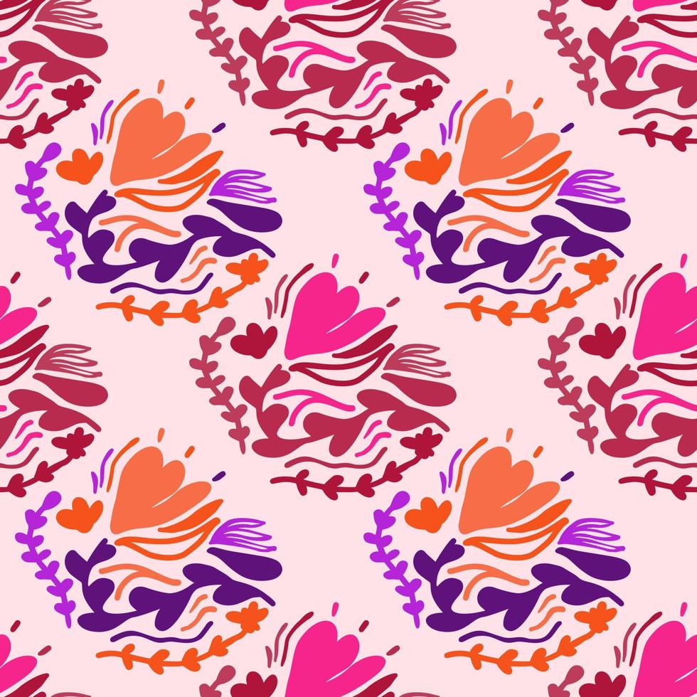 Vintage flowers and leaves seamless pattern. vector