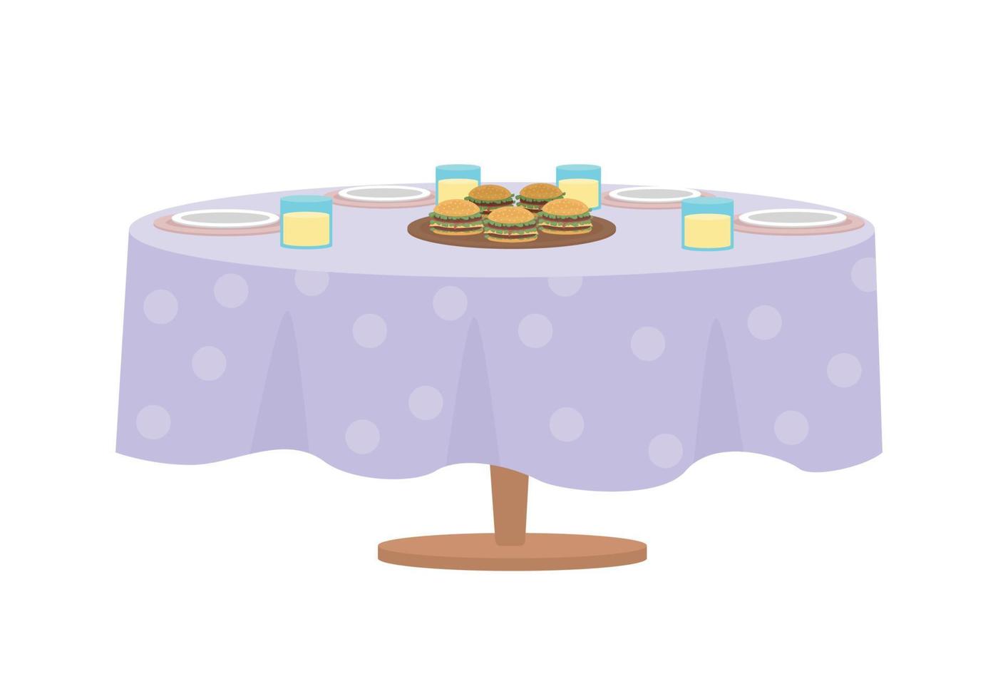 Table served for party semi flat color vector object