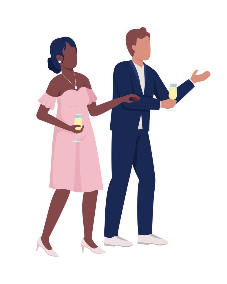 Well dressed couple semi flat color vector characters