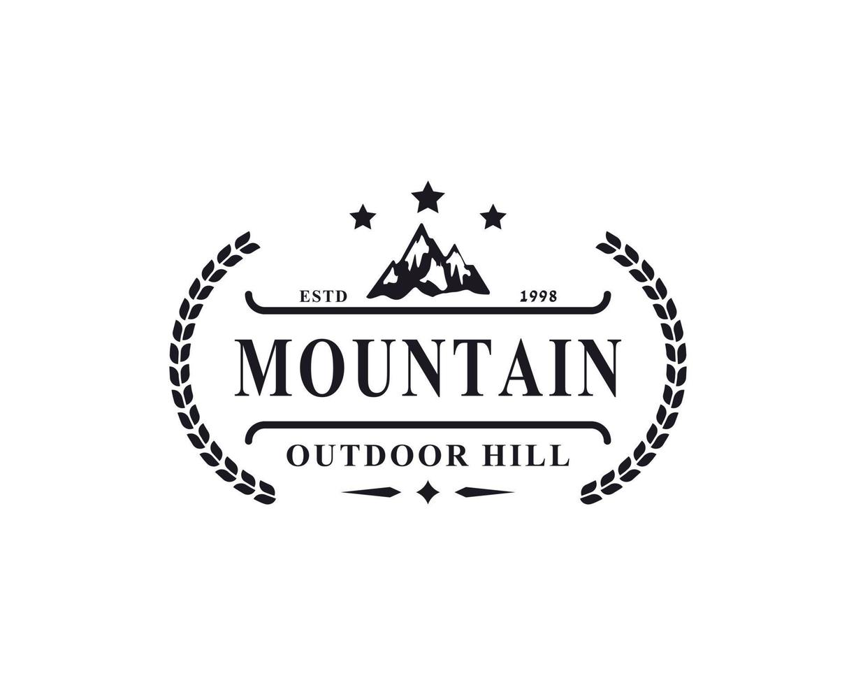 Vintage Retro Badge for Ice Snow Rocky Mountain Symbol. Creek River Mount Peak Hill Nature Logo Emblem vector