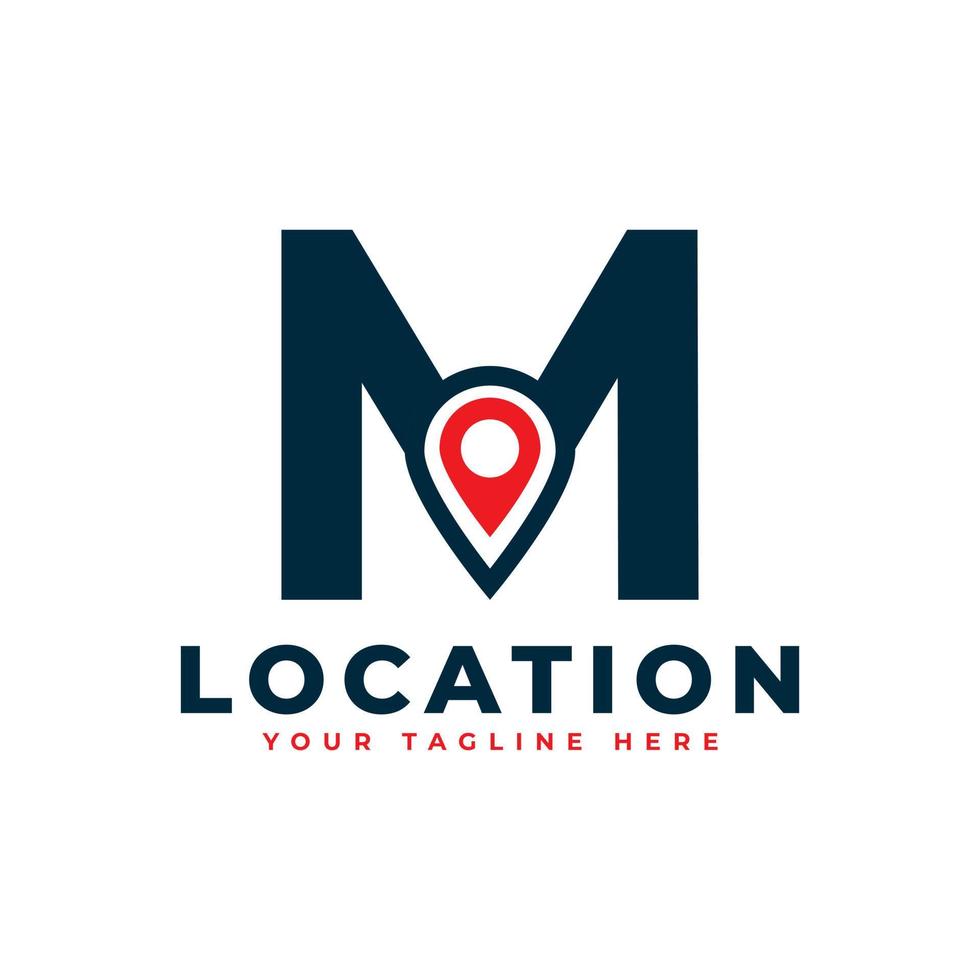 Elegant Letter M Geotag or Location Symbol Logo. Red Shape Point Location Icon. Usable for Business and Technology Logos. Flat Vector Logo Design Ideas Template Element.