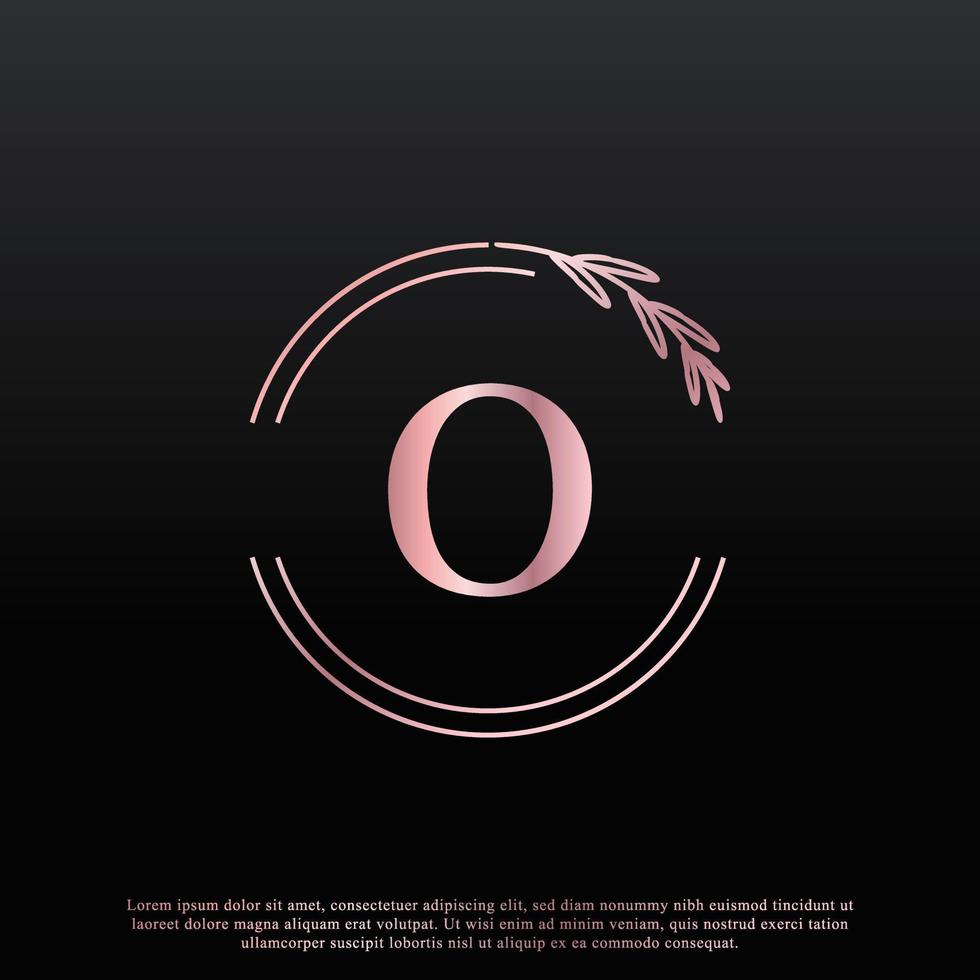 Elegant O Letter Circle Floral Logo with Creative Elegant Leaf Monogram Branch Line and Pink Black Color. Usable for Business, Fashion, Cosmetics, Spa, Science, Medical and Nature Logos. vector