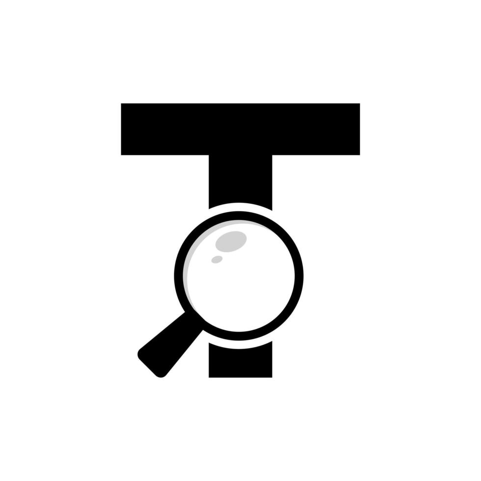 Search Logo. Letter T Magnifying Glass Logo Design vector