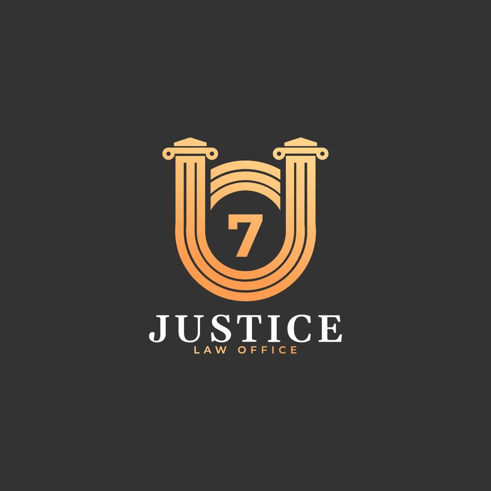 Law Firm Number 7 Golden Logo Design Template Element vector