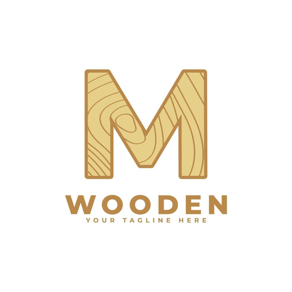 Letter M with Wooden Texture Logo. Usable for Business, Architecture, Real Estate, Construction and Building Logos vector