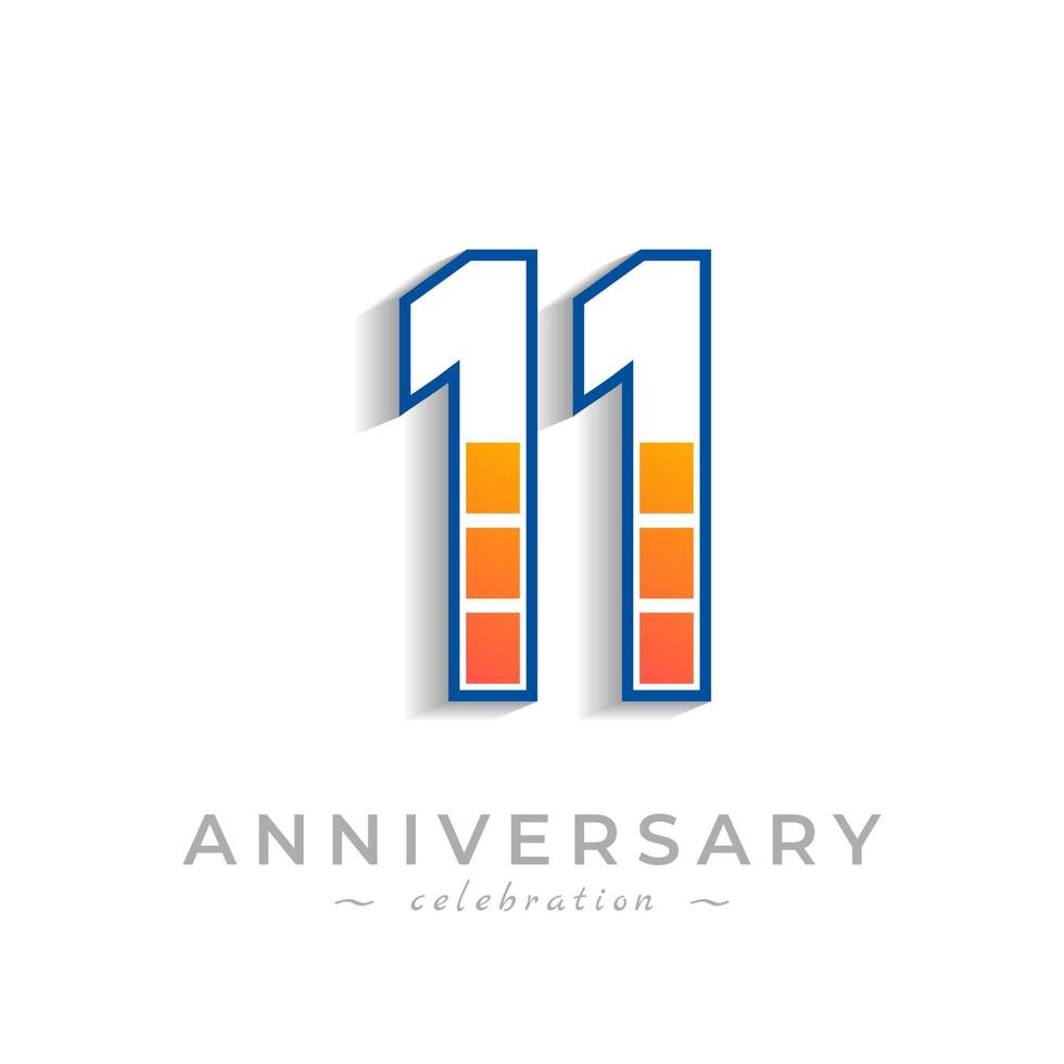 11 Year Anniversary Celebration with Charging Icon Battery for Celebration Event, Wedding, Greeting card, and Invitation Isolated on White Background vector