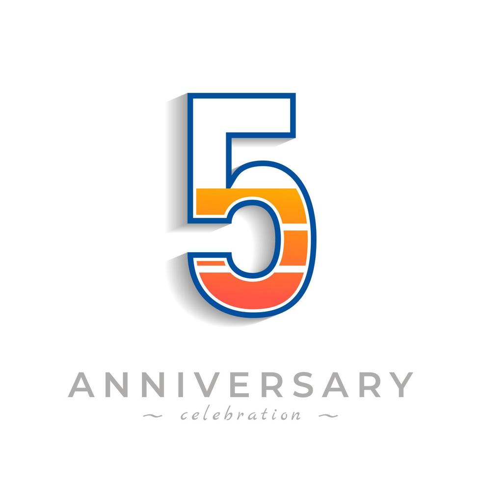 5 Year Anniversary Celebration with Charging Icon Battery for Celebration Event, Wedding, Greeting card, and Invitation Isolated on White Background vector