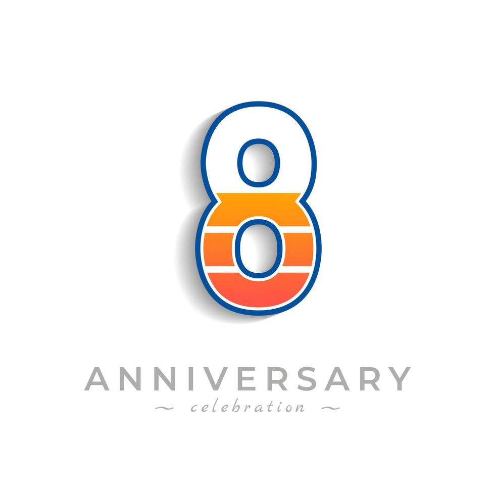8 Year Anniversary Celebration with Charging Icon Battery for Celebration Event, Wedding, Greeting card, and Invitation Isolated on White Background vector