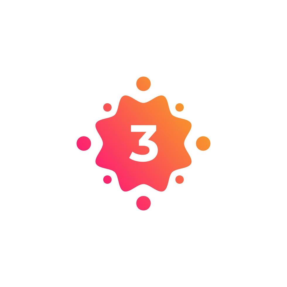 Smart and Creative Number 3 Logo Design Template with  Dots or Points. Geometric Dot Circle Science Medicine Sign. Universal Energy Tech Planet Star Atom Vector Icon Element