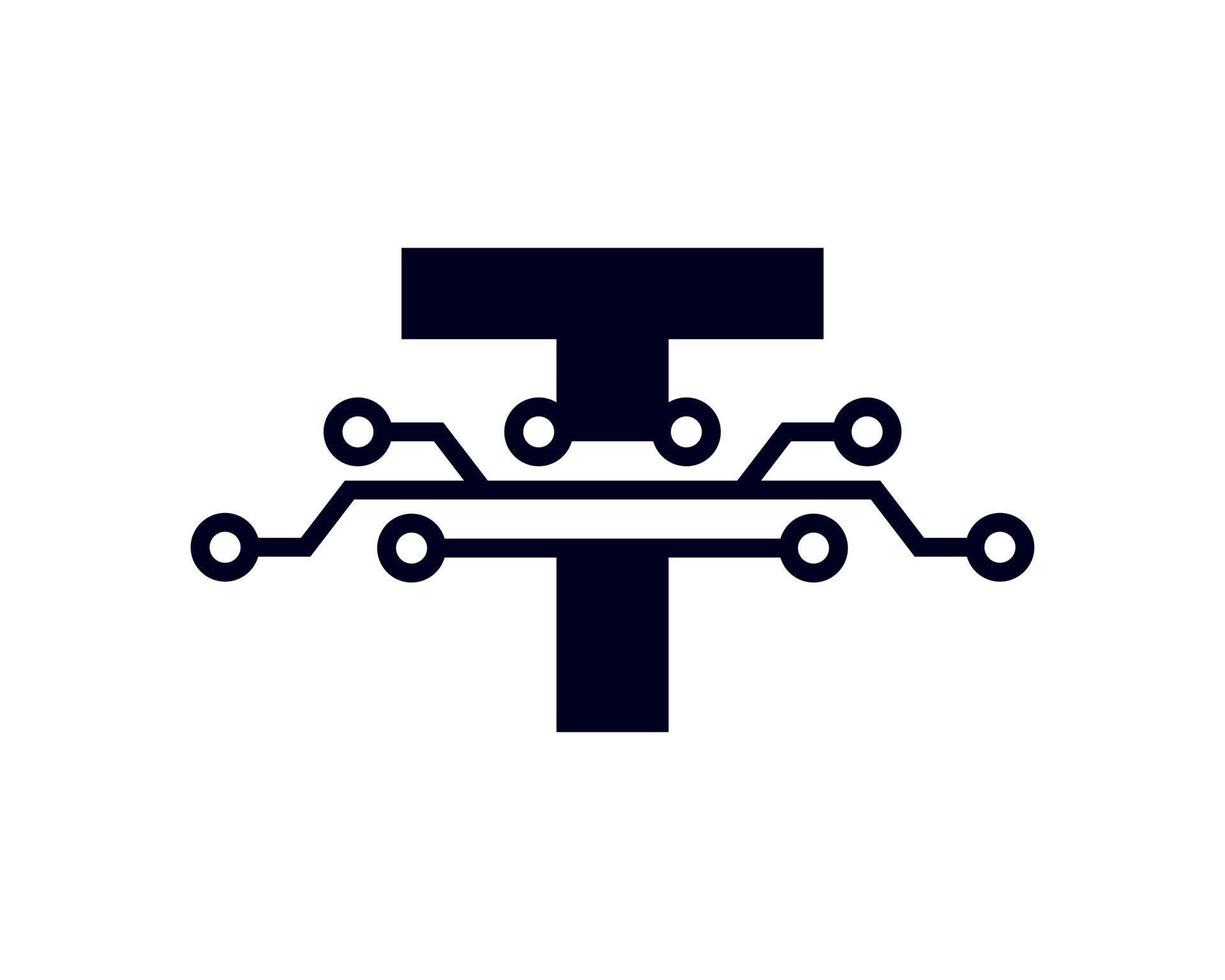 logotipo de la letra t de tecnología. forma geométrica de plantilla de logotipo de vector futurista. utilizable para logotipos de negocios y tecnología.