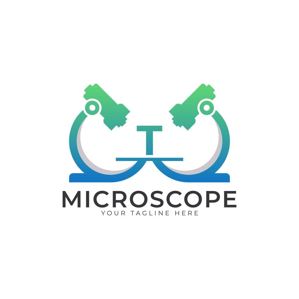 Laboratory Logo. Initial Letter T Microscope Logo Design Template Element. vector