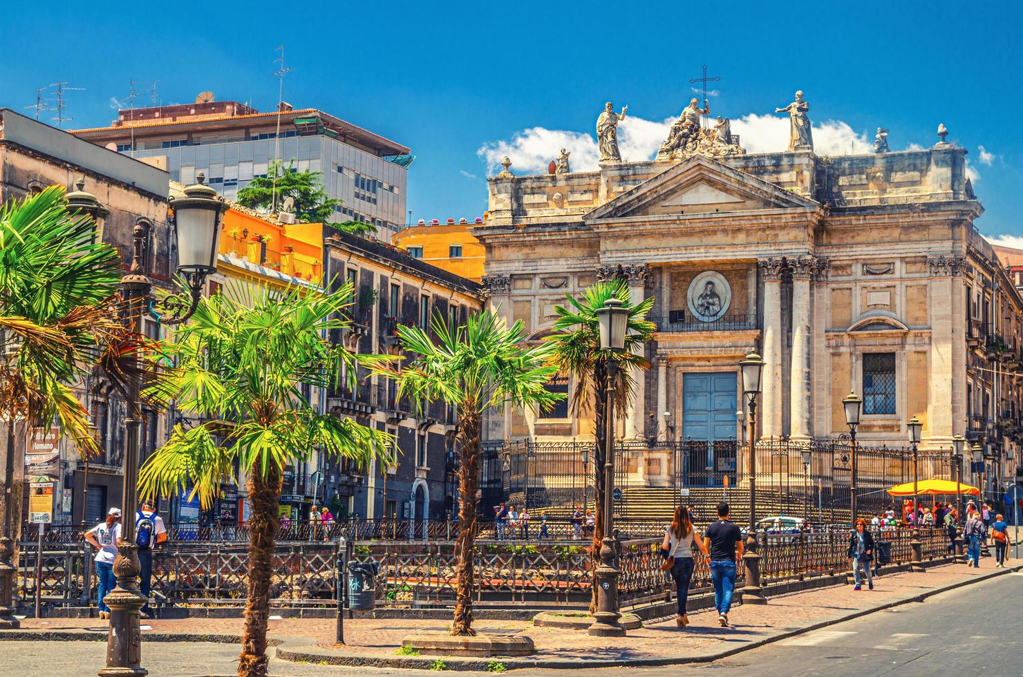 Roman Amphitheater Anfiteatro Romano and Chiesa San Biagio in Sant'Agata alla Fornace church on Piazza Stesicoro square in Catania photo